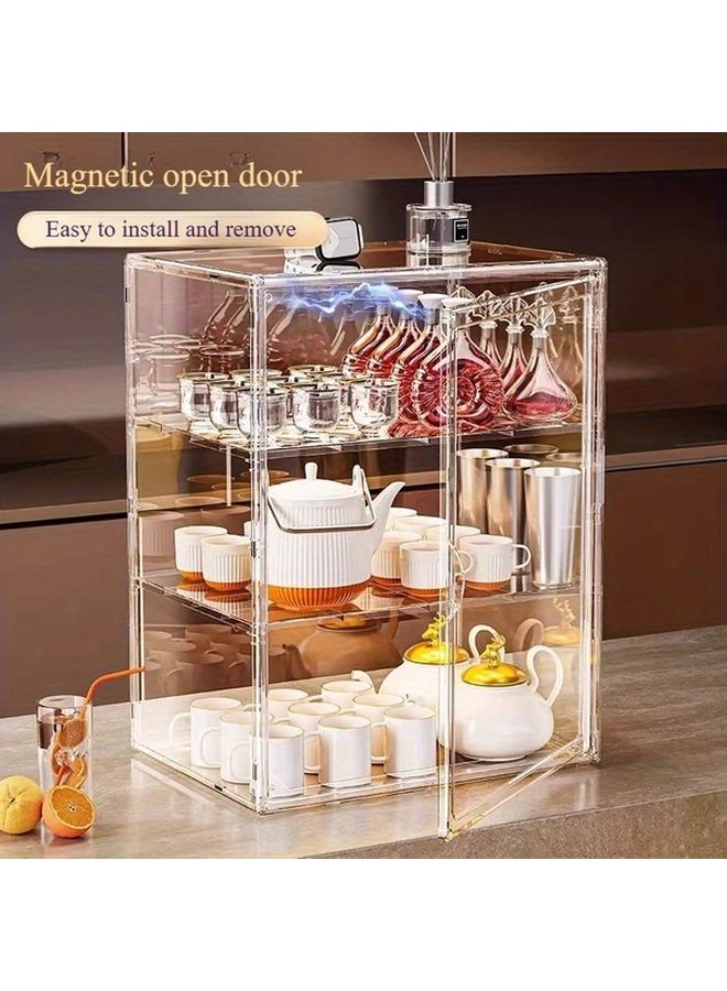 Transparent Acrylic Display Cabinet 14.17x10.63x5.51 Inches Magnetic Door Dustproof Stackable - Image 5